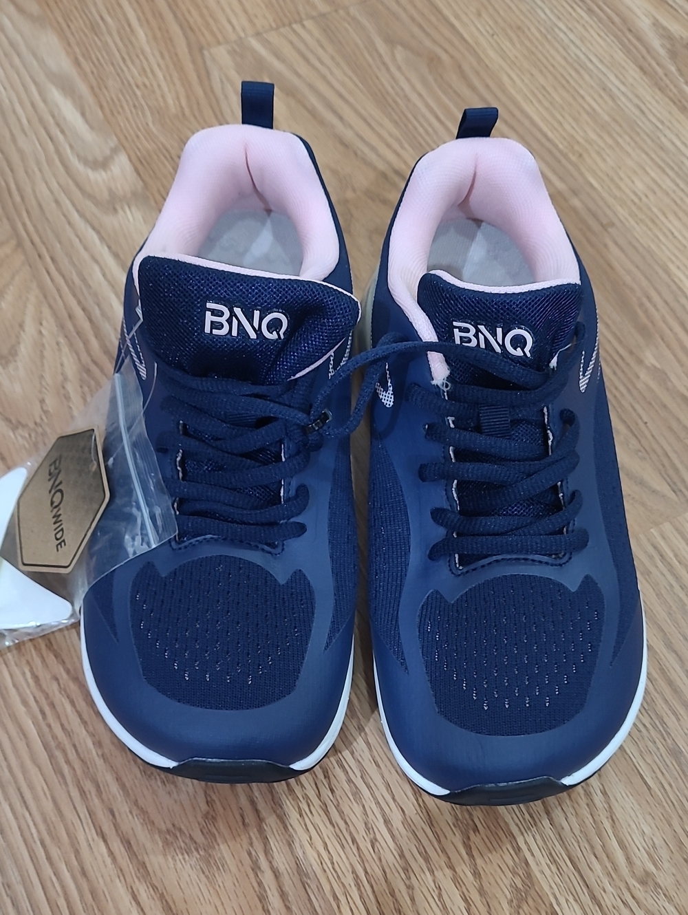 BNQ Wide Toe Box Orthotic Walking Navy & Pink Athletic Sneakers - Size 6